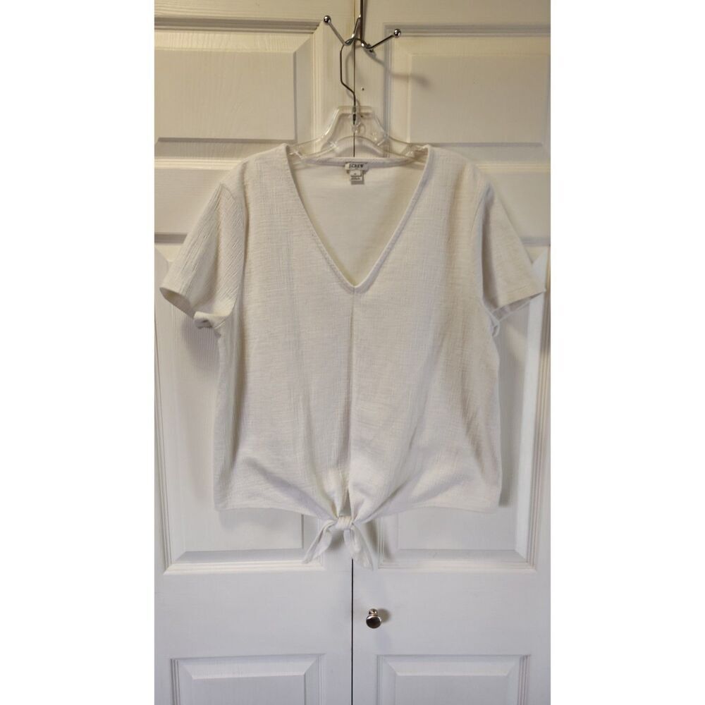 J.Crew Textured V-Neck Tie-Front Top - Ivory/White XL